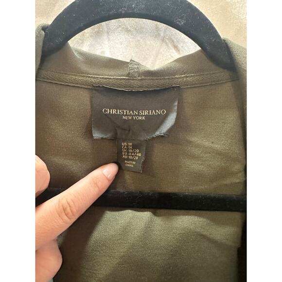 Christian Siriano New York Olive Green Hooded Jacket – Size 1X - Picture 4 of 7